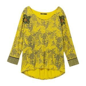 Desigual MALCOM T-shirt 3/4 Sleeve Yellow Pattern Top